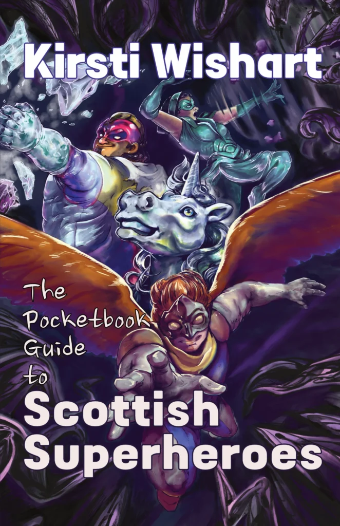 A lot of excitable Scottish Superheroes exploding out of the cover.